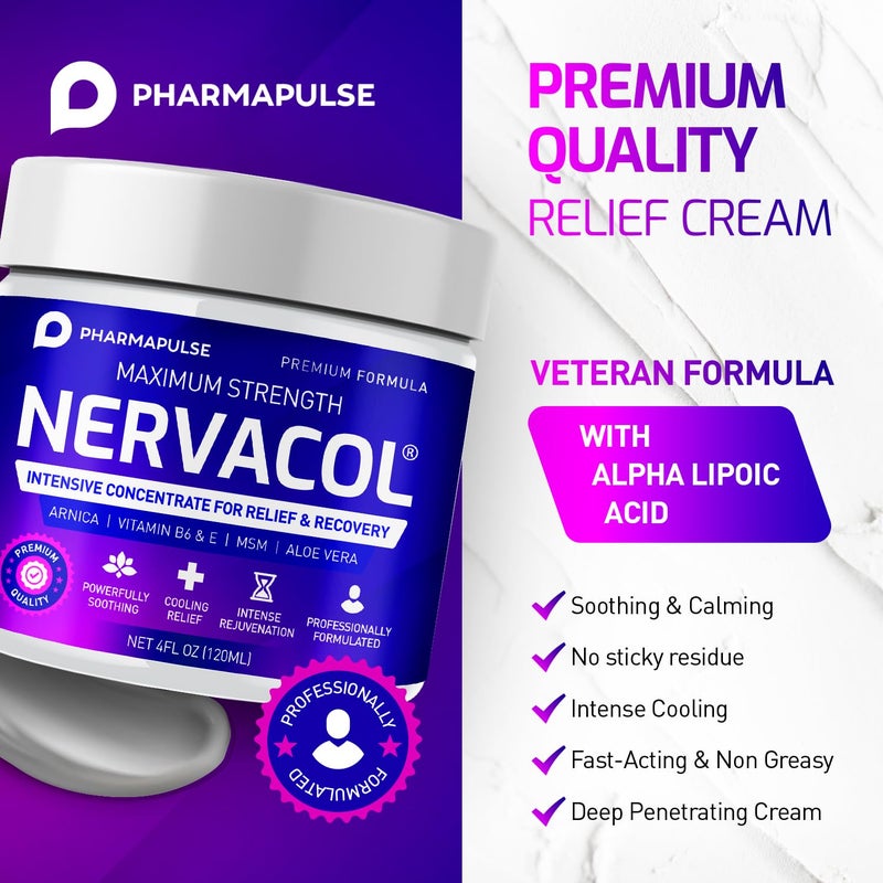 Pharmapulse Neuropathy Nerve Therapy & Relief Cream - Maximum Strength Relief Cream for Foot, Hands, Legs, Toes Includes Alpha Lipoic Acid, Arnica, Vitamin B6, Aloe Vera, MSM - Effective Soothing 4oz - Image 3