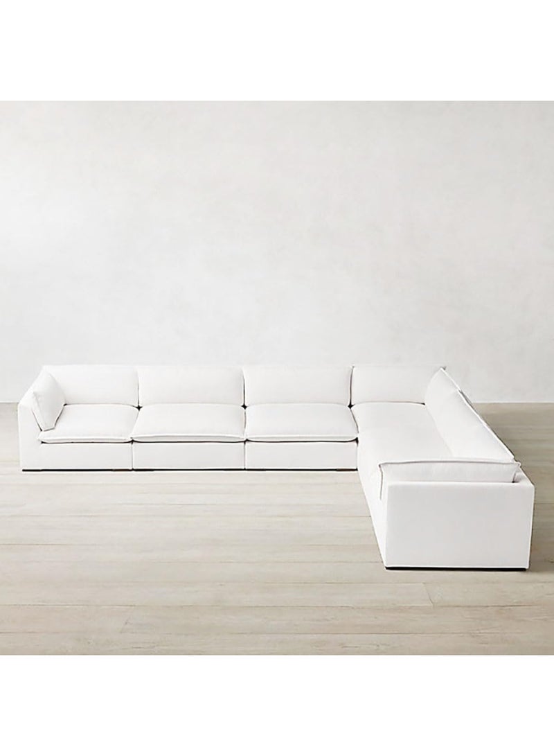 Karnak Baker 6 Seater Polyester Sofa Modern Design Sectional Sofa For Living Room Color – White - Image 1