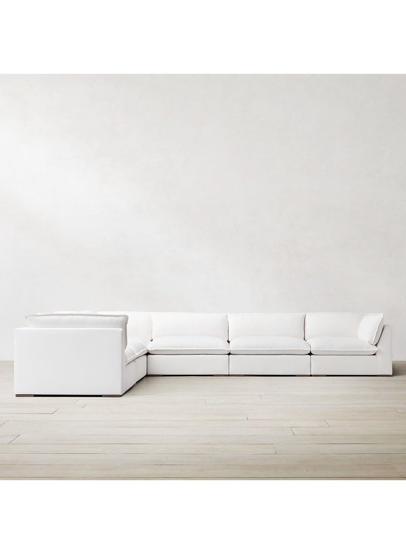 Karnak Baker 6 Seater Polyester Sofa Modern Design Sectional Sofa For Living Room Color – White - Image 3