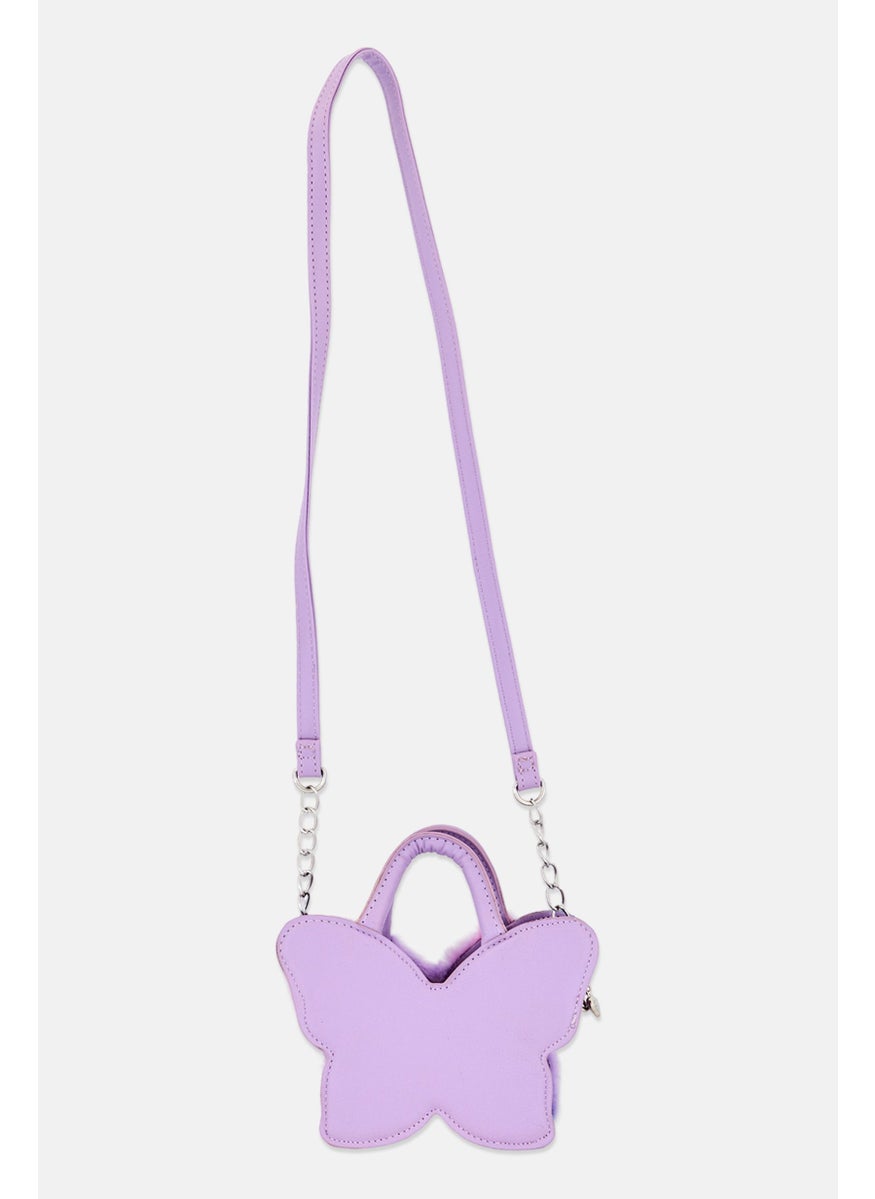 OMG Accessories - Women Butterfly Faux Fur With Pearls Crossbody 13 H x 18,5 L x 7,5 W cm, Purple Combo - Image 1