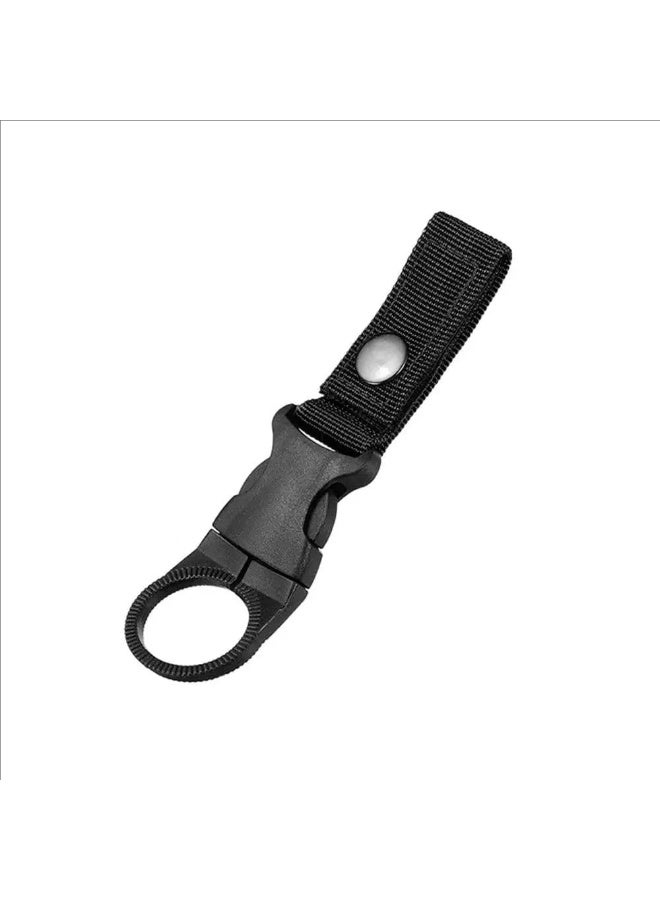 1 Piece Water Bottle Holder with Carabiner, 140mm Nylon Webbing Strap, Buckle Design, Black - Image 3