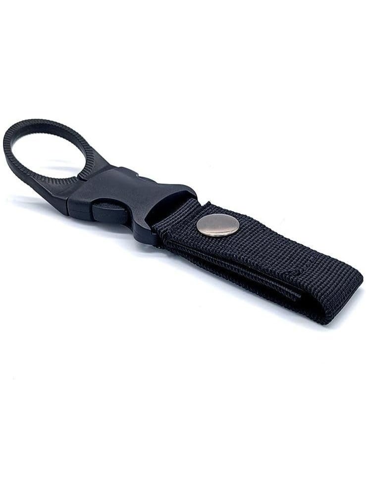 1 Piece Water Bottle Holder with Carabiner, 140mm Nylon Webbing Strap, Buckle Design, Black - Image 2