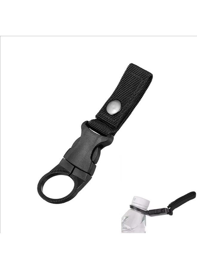 1 Piece Water Bottle Holder with Carabiner, 140mm Nylon Webbing Strap, Buckle Design, Black - Image 1