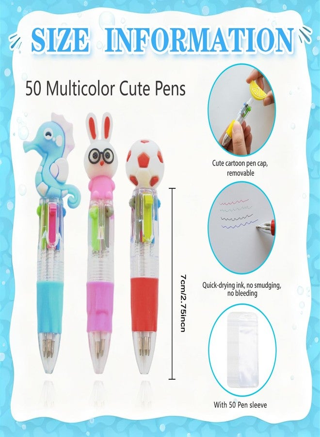 TOEMUR 100 PCS Multicolor Pen Set - 50 Cute Pens Bulk with 50 Pen Bags, Fun Pens for Party Favors, Christmas, Classroom, Birthday, Kawaii Stationery for Student Prizes, Gifts Bulk for Teachers - Image 2