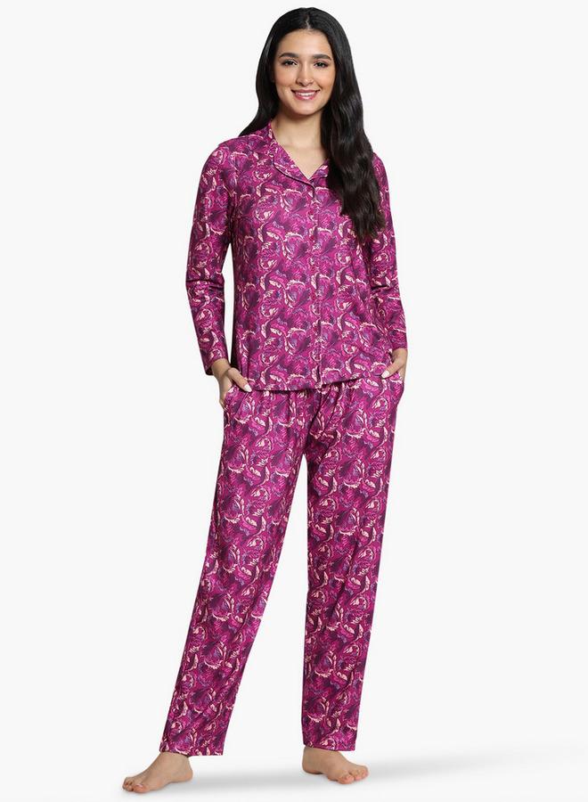 Zivame Leaf Print Pyjama Set - Image 1