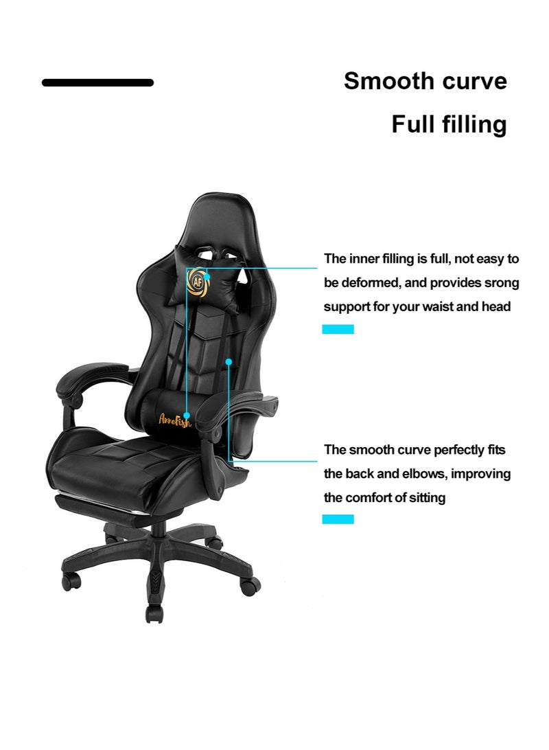 AnneFish Video Gaming Chair High Back Racing Ergonomic Computer With Neck and Lumbar Support Massage  Swivel Desk Office Chair Retractable Footrest for Gamers - Image 4
