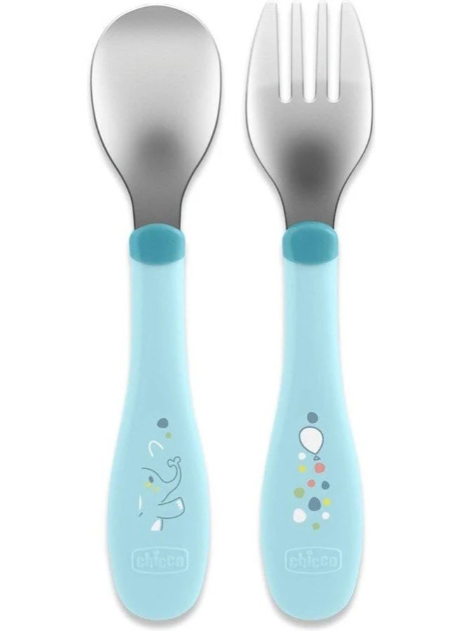 Chicco Metal Cutlery 18m+ Blue - Image 1