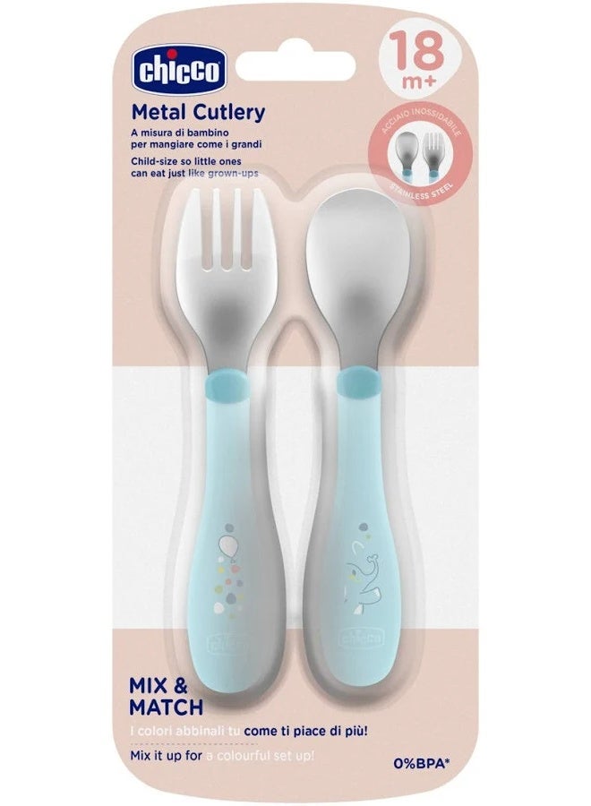 Chicco Metal Cutlery 18m+ Blue - Image 4