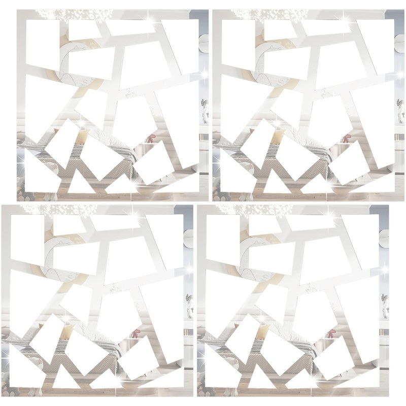4pcs Self Adhesive Wall Mirror Tile Decal Wall Sticker Decors - Image 1
