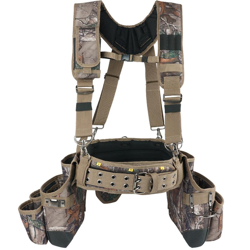 MELOTOUGH Camo Tool Belt with Suspenders Camouflage Tool Bag Supenders Framers Comb Apron Tool Belt Construction Tool Pouch Suspenders Heavy Duty Carpenter Suspension Rig for Electrician - Image 1