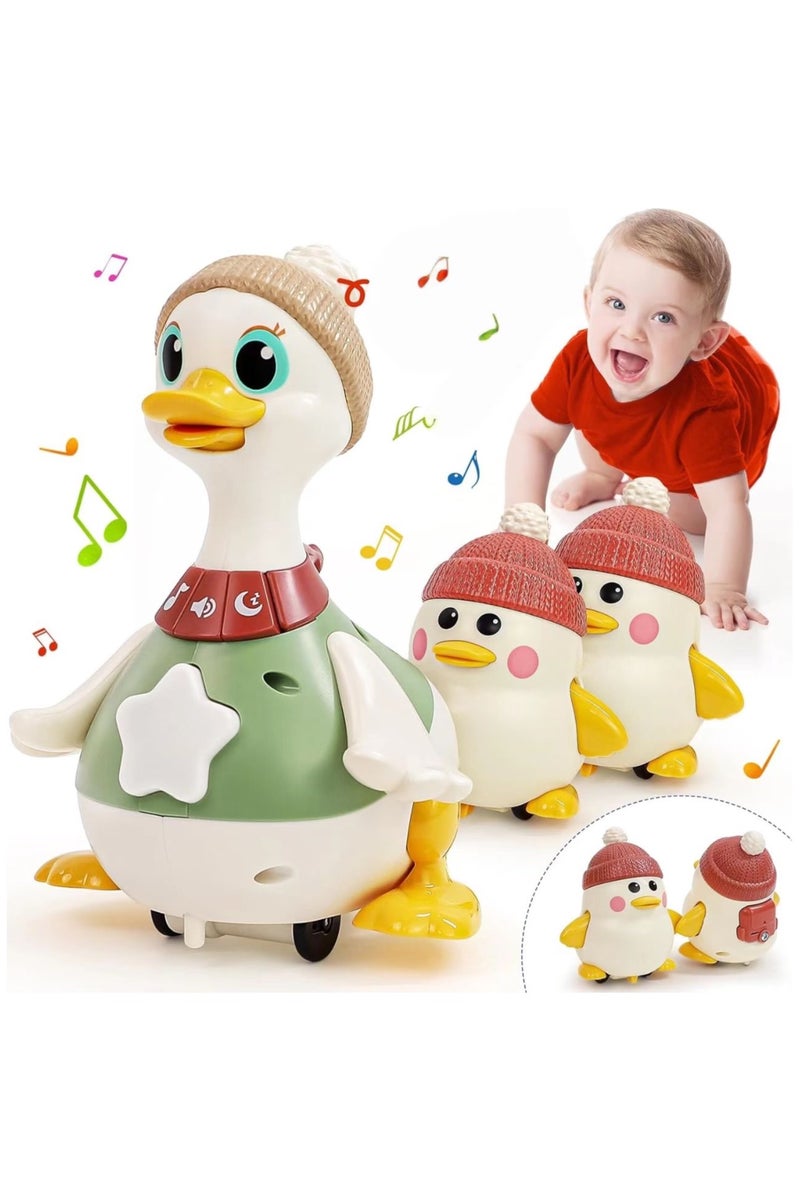 HOLA Musical Dancing Duck Toy Set with Mama and Babys Tummy Time Toys, Crawling and Interaction Modes , Girl Boy Baby Gifts Stocking Stuffers Baby Toys, - Image 1