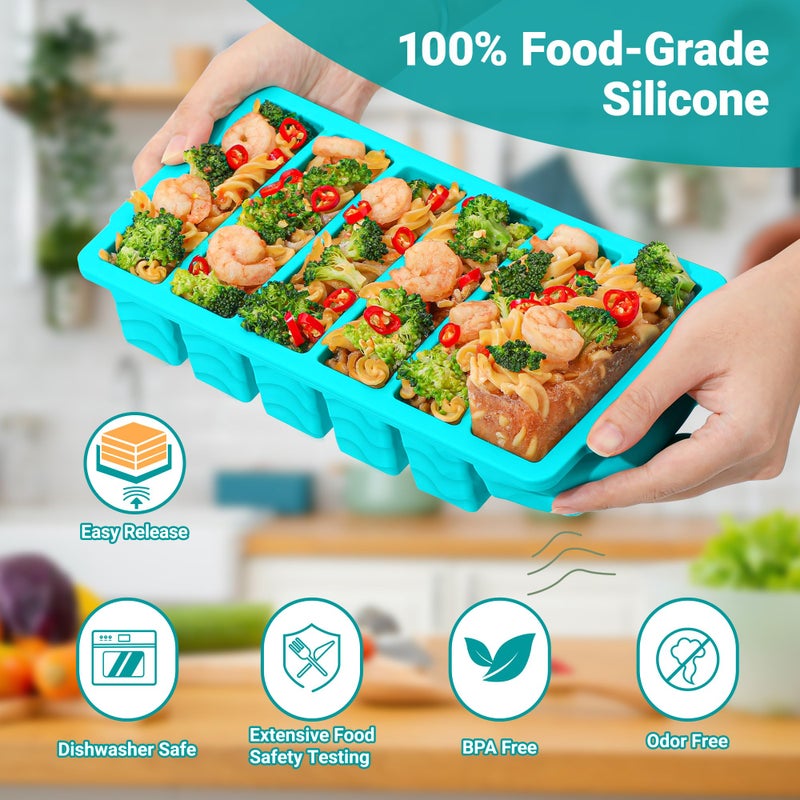 Aopigavi 1/2 Cup Silicone Freezer Molds with Lid, 2-Pack Silicone Freezer Trays for Soup, Sauce & Broth â€“ Meal Prep Containers, Large Ice Cube Tray, Oven & Dishwasher Safe - Image 3