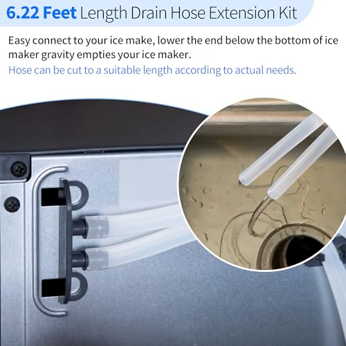 Pulems Ice Maker Drain Hose with Plug Ice Maker Parts Compatible with GE Opal Nugget Ice Maker 622 Feet 14 ID Drain Hoses Extension with Stopper Cap Hanger Holder Clip - Image 3