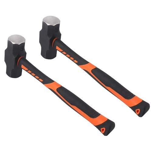 GENHAKON 2 Packs 4lb Sledgehammer with 13 Inch long Fiberglass Handle, Drilling/Crack Hammer, No-Slip Rubber Grip, and Forged Steel Construction,(4-Pound Sledge), by GENHAKON - Image 4