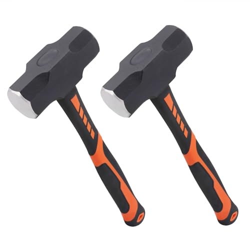 GENHAKON 2 Packs 4lb Sledgehammer with 13 Inch long Fiberglass Handle, Drilling/Crack Hammer, No-Slip Rubber Grip, and Forged Steel Construction,(4-Pound Sledge), by GENHAKON - Image 1