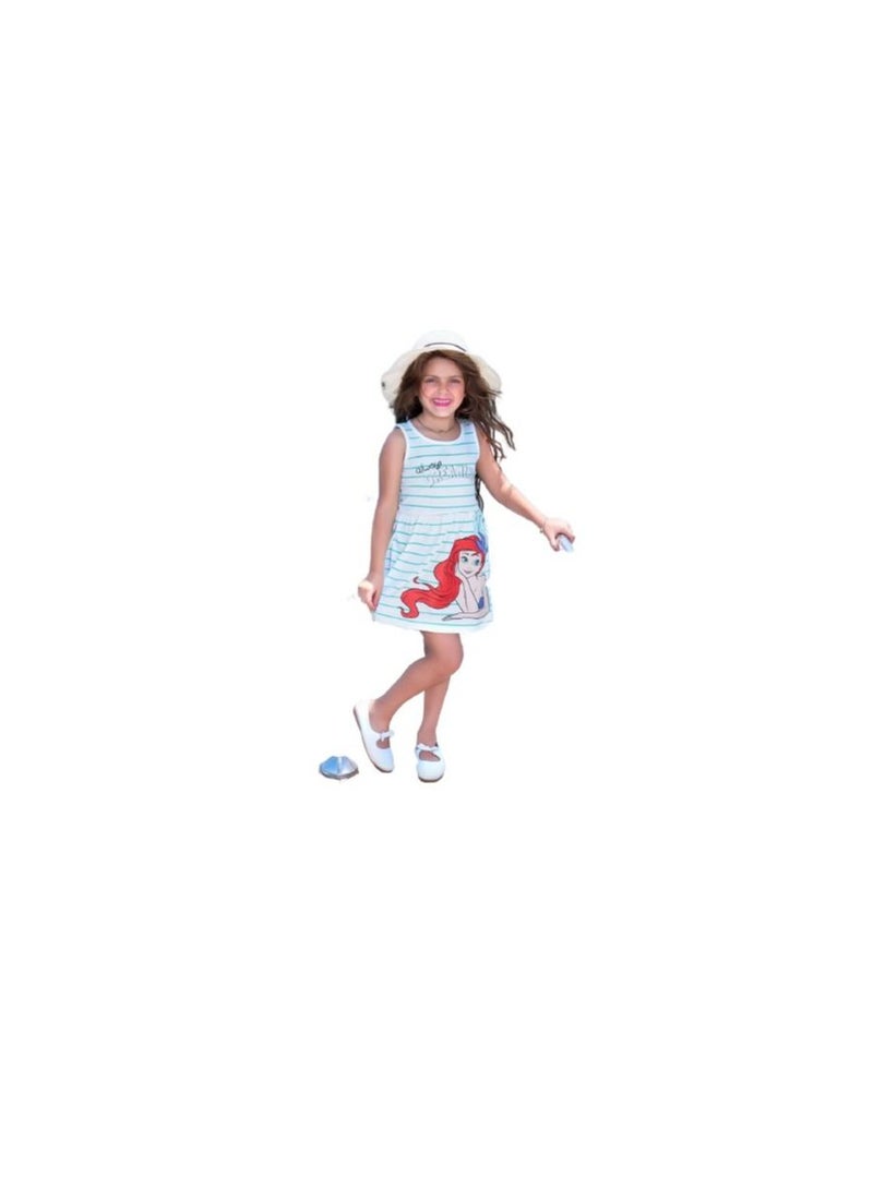 A white dress for girls with a mermaid drawing 