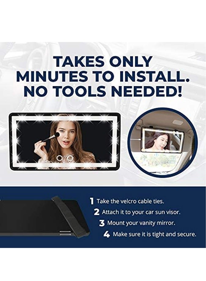 كافيلي مرآة زينة للسيارة مضاءة بواقي من الشمس مع ضوء 60 LED، مرآة حاجبة للشمس قابلة للتعتيم مع شاشة تعمل باللمس، مرآة زينة بمشبك للنساء - Image 3