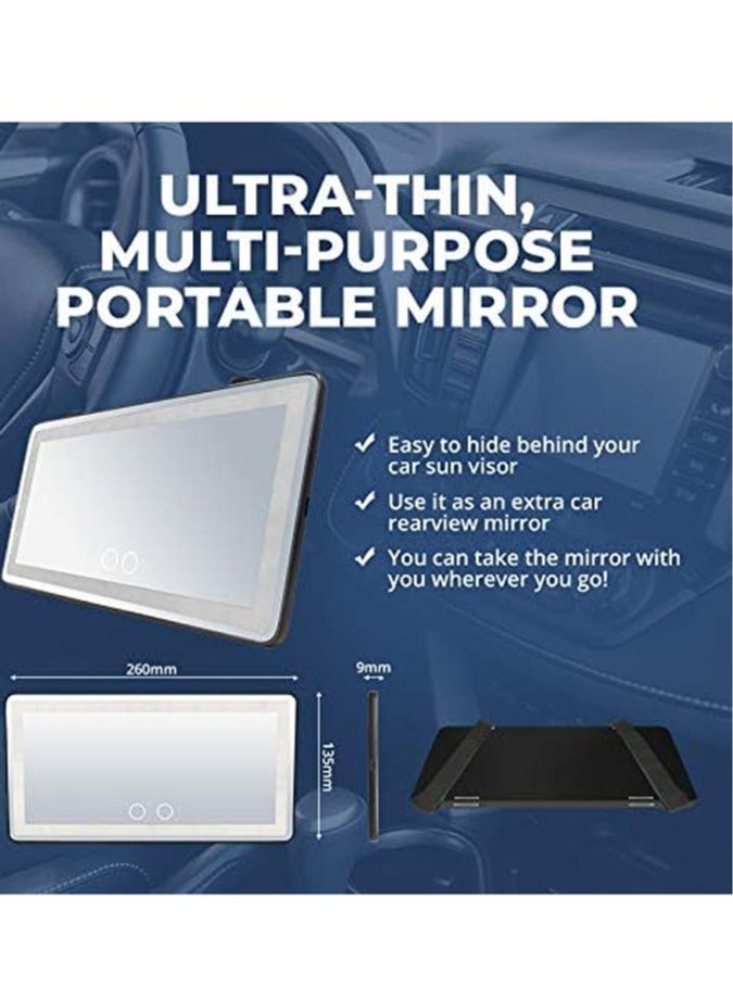 كافيلي مرآة زينة للسيارة مضاءة بواقي من الشمس مع ضوء 60 LED، مرآة حاجبة للشمس قابلة للتعتيم مع شاشة تعمل باللمس، مرآة زينة بمشبك للنساء - Image 4