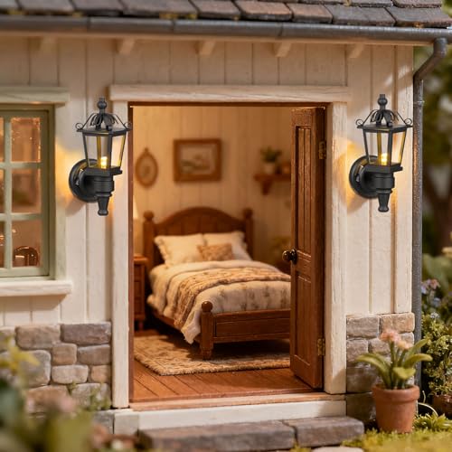 IMIKEYA 2pcs Mini Wall Lamp Dollhouse Light Fixture Small House Wall Lamp Fairy House Accessory Battery Operated Miniature Scene Decor - Image 5
