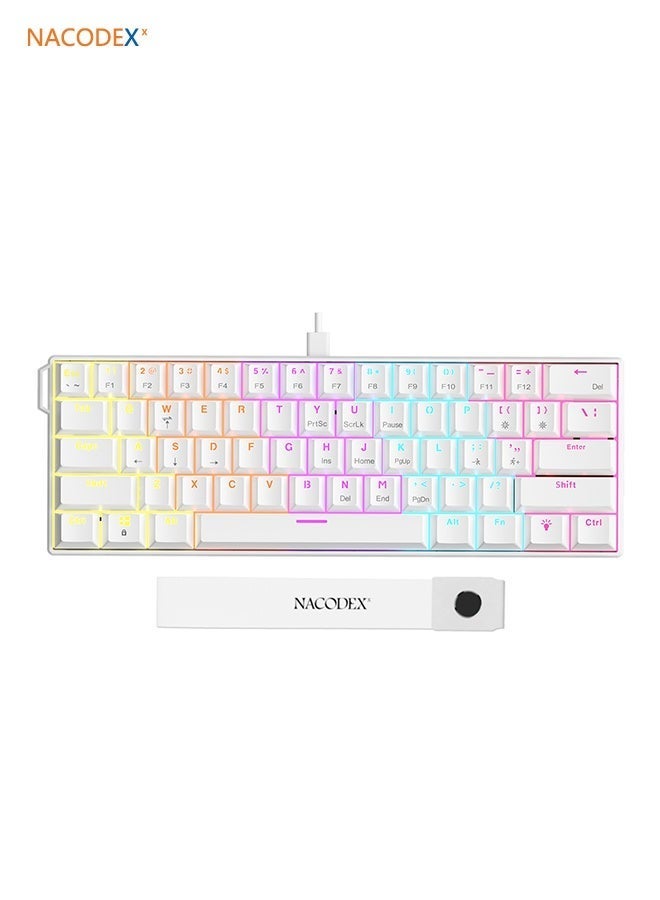 Nacodex NK61 60% Wired Gaming Keyboard, RGB Mixed-Colour Backlighting; Ultra-compact mini keyboard; Water-resistant, compact 61-key keyboard; Ideal for PC/Mac gamers, typing, travel and business trips – compact and easy to carry - Image 1