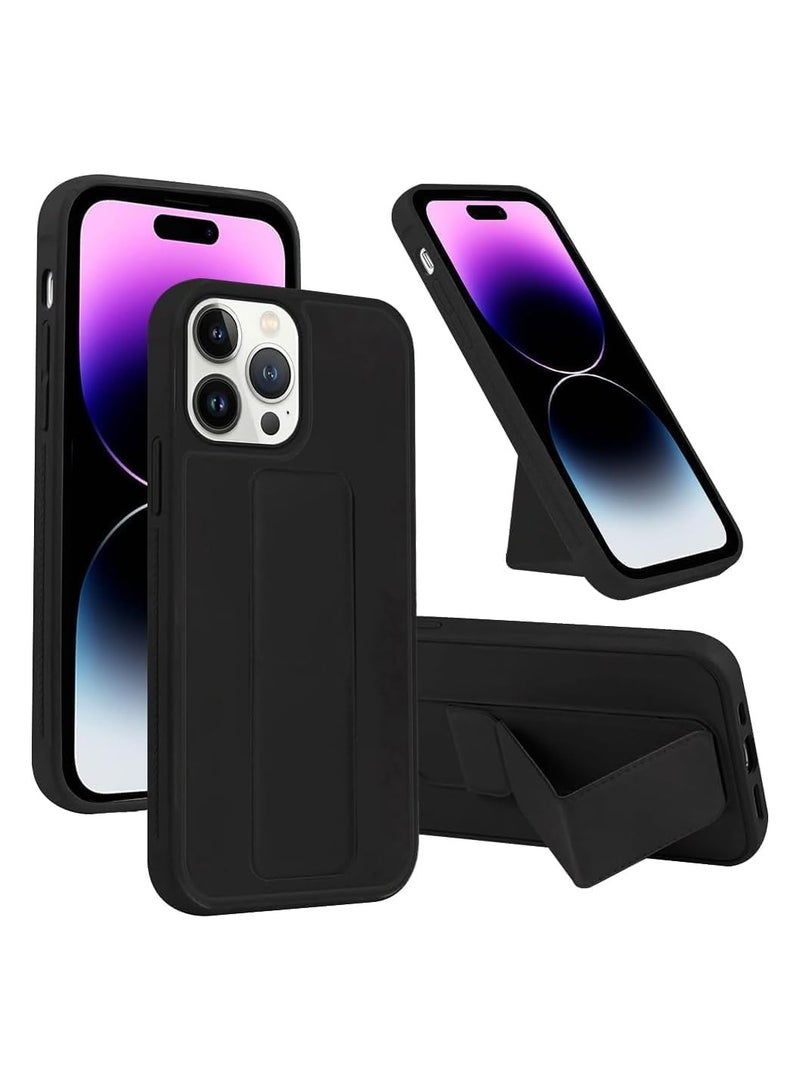 أكاليكس جراب سيليكون لهاتف iPhone 16 Pro، حامل مغناطيسي للسيارة وحامل، حزام يد عمودي وأفقي ممتاز من السيليكون وقبضة مع حامل متعدد لهاتف iPhone 16 Pro (أسود) - Image 1