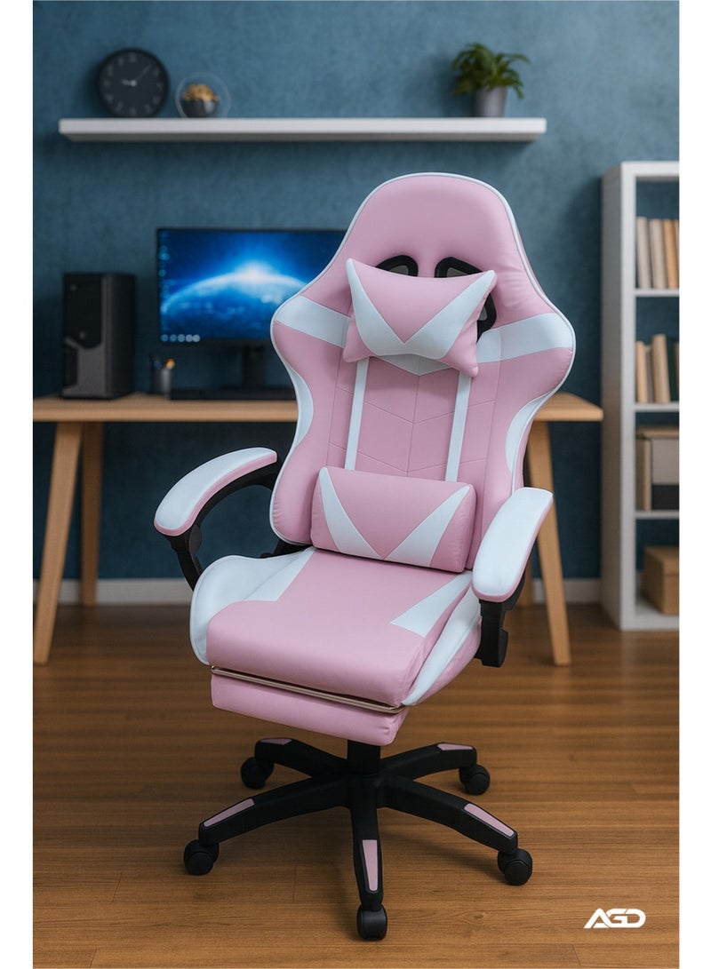 AGD Office and Gaming Chair with Armrests and Footrest, Swivel Chair with High Reclining Back, Headrest, Backrest, and Lumbar Support - Image 2