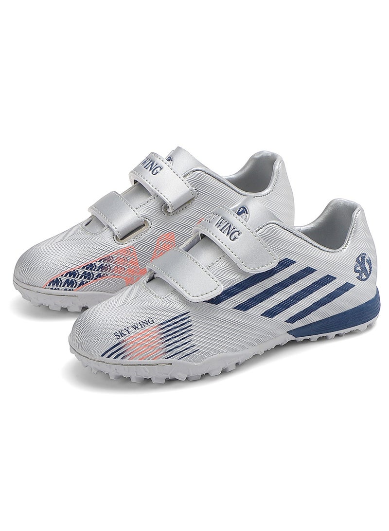 SKY WING Boys And Girls Soccer Cleats IC Or IN Sole Hook And Loop Soccer Shoes For Unisex Kid Indoor Outdoor Hook & Loop Football Shoes Suitable Little Kid And Big Kid