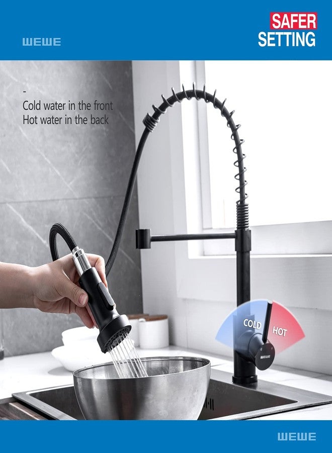 WEWE Faucet for Kitchen Sink, Kitchen Faucet Black Stainless Steel Commercial Spring Kitchen Faucet with Pull Down Sprayer, One Hole or 3 Hole Kitchen Faucet for RV Outdoor Farmhouse Camper Bar Sinks - Image 4