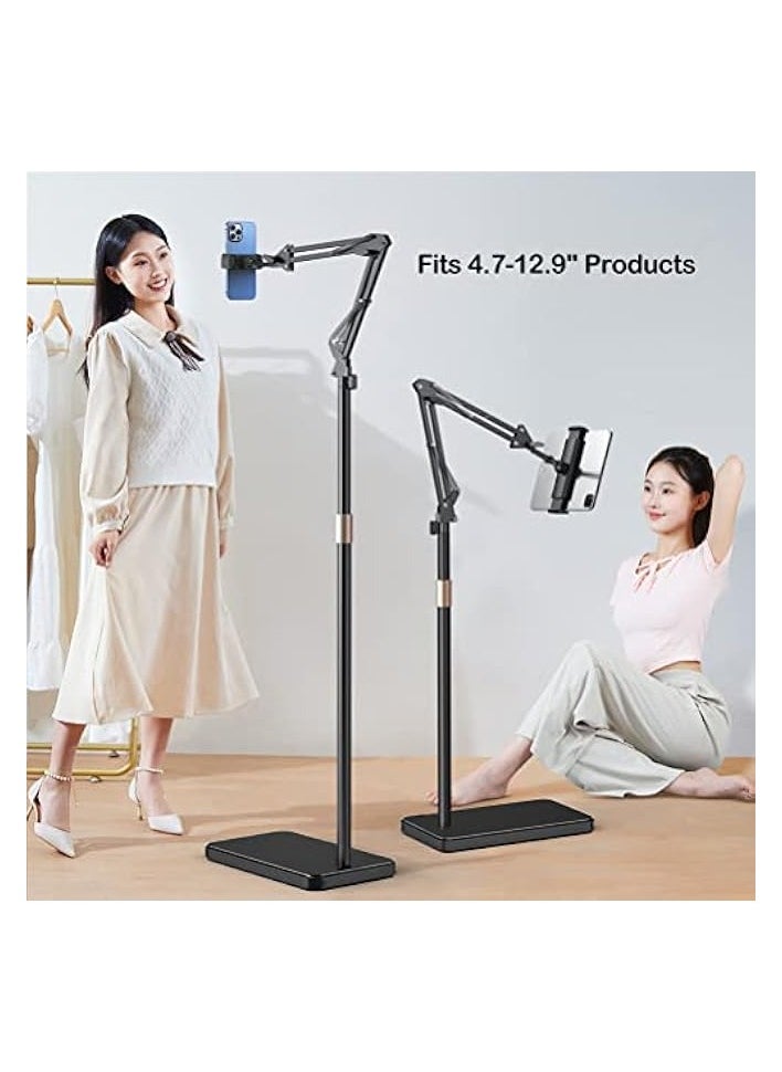 erorex Tablet Stand for Bed Tablet Holder Adjustable Phone Stand Holder Floor Stand for 4.7-12.9'' iPad, iPhone, Samsung Galaxy Tablet Black  - Image 2