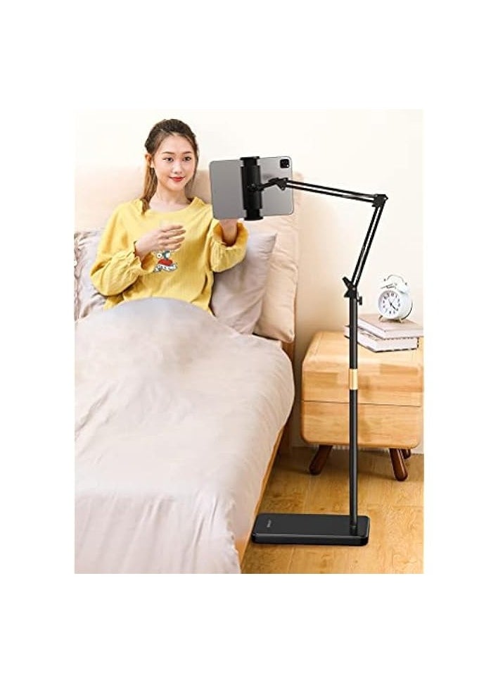 erorex Tablet Stand for Bed Tablet Holder Adjustable Phone Stand Holder Floor Stand for 4.7-12.9'' iPad, iPhone, Samsung Galaxy Tablet Black  - Image 1