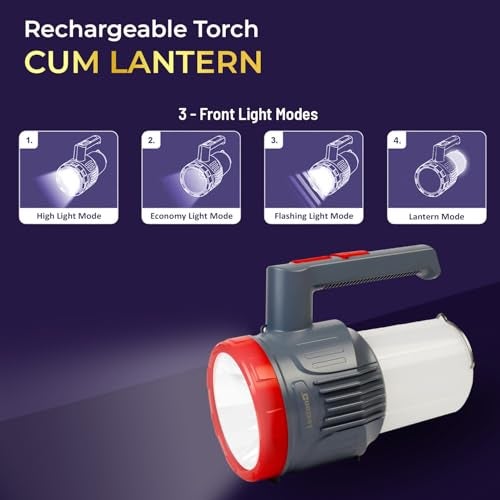 Lexton Omni Plus Rechargeable Torch Cum Lantern | 4000mAh Li-ion Battery | 5W High Power SMD LED Torch | Type-C Charging | Dual Switch Design | Power Bank Function for Digital Device | Long Runtime - Image 3