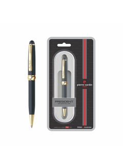 pierre cardin President Premium Metal Ball Pen With Twist Mechanism | Luxurious Black Lacquer Finish Body With Golden Trims | Ideal For Festive & Corporate Gifting  - Image 1