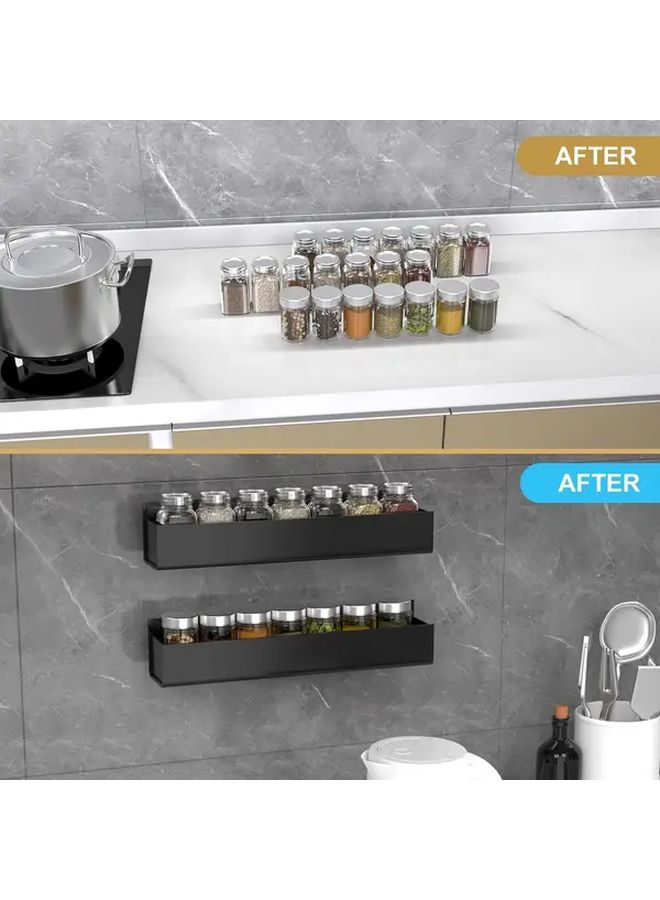 Acrylic Nano Double Sided Adhesive Spice Rack Black 4 Pack For Kitchen Cabinet Door Wall Mounted Storage - Image 4