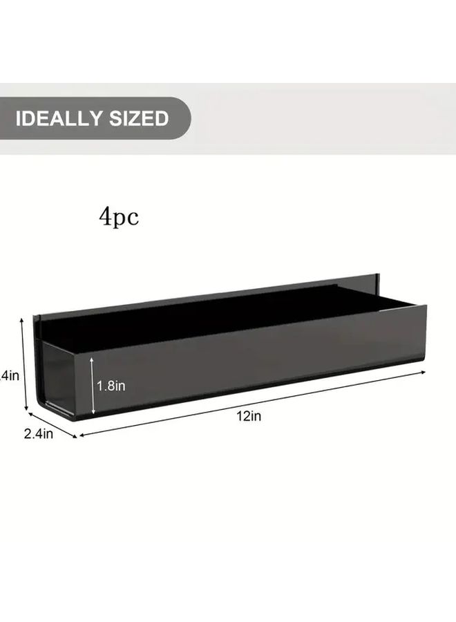 Acrylic Nano Double Sided Adhesive Spice Rack Black 4 Pack For Kitchen Cabinet Door Wall Mounted Storage - Image 3