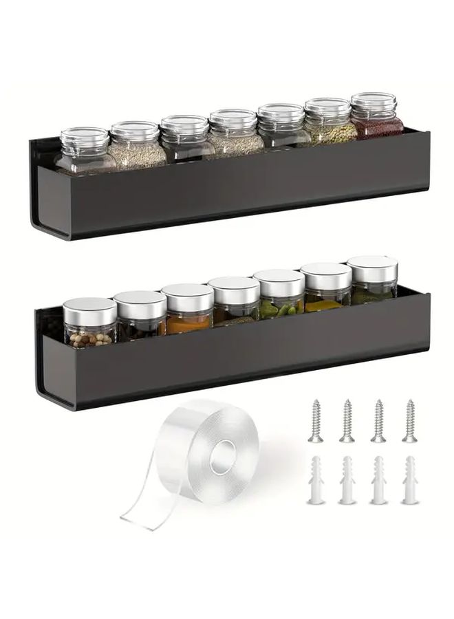 Acrylic Nano Double Sided Adhesive Spice Rack Black 4 Pack For Kitchen Cabinet Door Wall Mounted Storage - Image 5