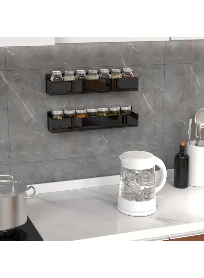 Acrylic Nano Double Sided Adhesive Spice Rack Black 4 Pack For Kitchen Cabinet Door Wall Mounted Storage - Image 2