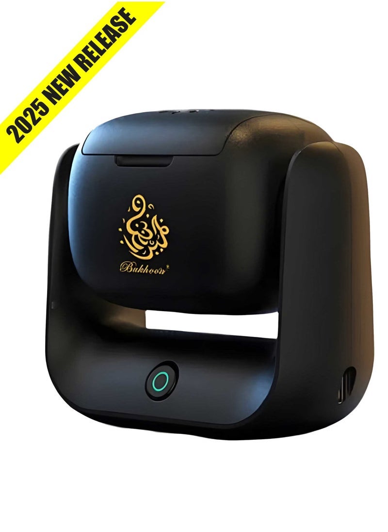 Bukhoon موقد بخور كهربائي حديث قابل للدوران مع بطارية قابلة للشحن بسعة 1500 مللي أمبير، شحن سريع من نوع C، تسخين بدرجة حرارة عالية تصل إلى 700°C، مدة احتراق فردية لمدة 2 دقيقة، تصميم دوران قابل للتعديل بزاوية 90°، مؤشر LED مدمج – جهاز عطر أنيق ومحمول للاستخدام في المنزل والمكتب والسفر - Image 1