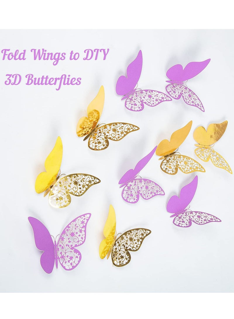 Excefore Party Decorations, 121 Pcs Butterfly Birthday Party Decorations Set, Rose Gold White Pink and Purple Balloons Arch Garland Kit, Confetti Foil Balloons Banners for Girl Birthday Party - Image 3