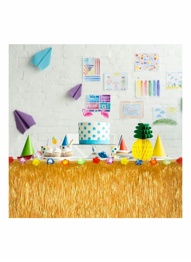 Y&D - Hawaiian Luau Party Decorations Grass Table Skirt Set for Tropical Tiki Aloha Summer Theme Supplies - Image 1