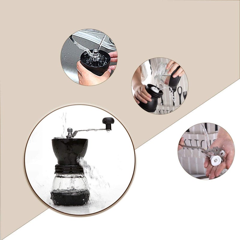 PARACITY PARACITY Manual Coffee Bean Grinder with Ceramic Burr, Hand Coffee Grinder Mill Small with 2 Glass Jars(11OZ per Jar) Stainless Steel Handle for Drip Coffee, Espresso, French Press, Turkish Brew  - Image 5