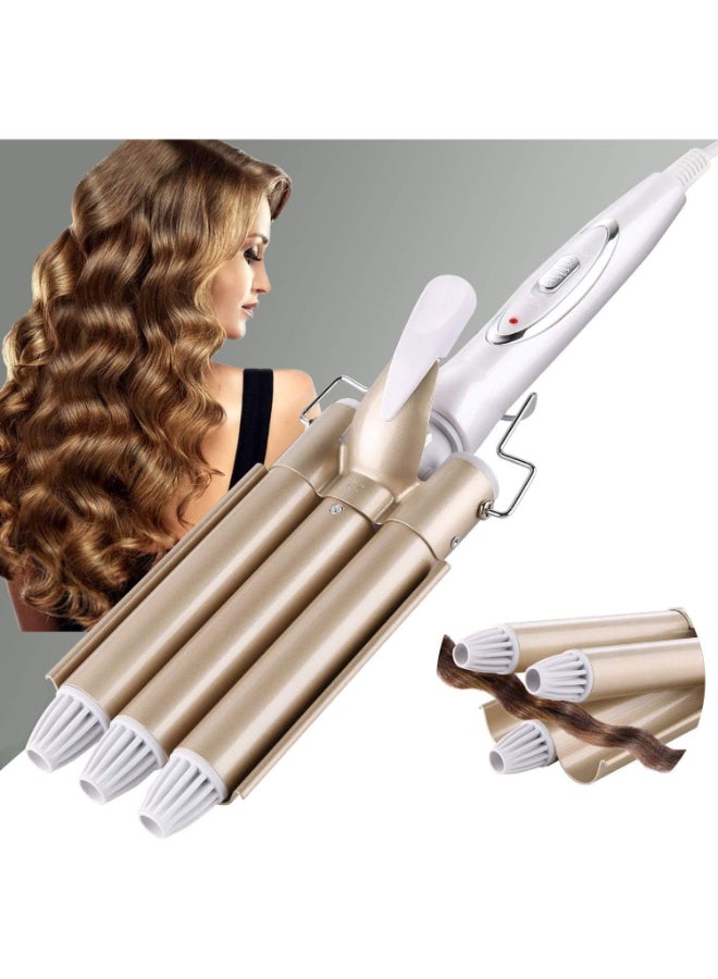 Geemy Hair Curler 3 Barrels Curling Iron Professional Hair Curler Roller Wave Wand Ceramic Triple Barrel Curly Tong Hair Styling Tools - Image 1
