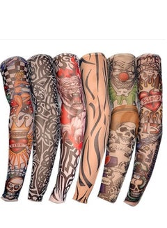 SYNSYB 6pcs Temporary Tattoo Sleeves, 6pcs Set Arts Temporary Fake Slip On Tattoo Arm Sleeves Kit  - Image 1