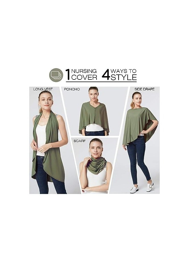 SOLARAE بونشو رضاعة الأطفال، غطاء رضاعة، غطاء متعدد الاستخدامات للرضاعة الطبيعية لمقعد السيارة، غطاء المقعد العالي، غطاء عربة الأطفال، غطاء عربة التسوق، خفيف الوزن وقابل للتنفس، وشاح رضاعة للأولاد والبنات - Image 2