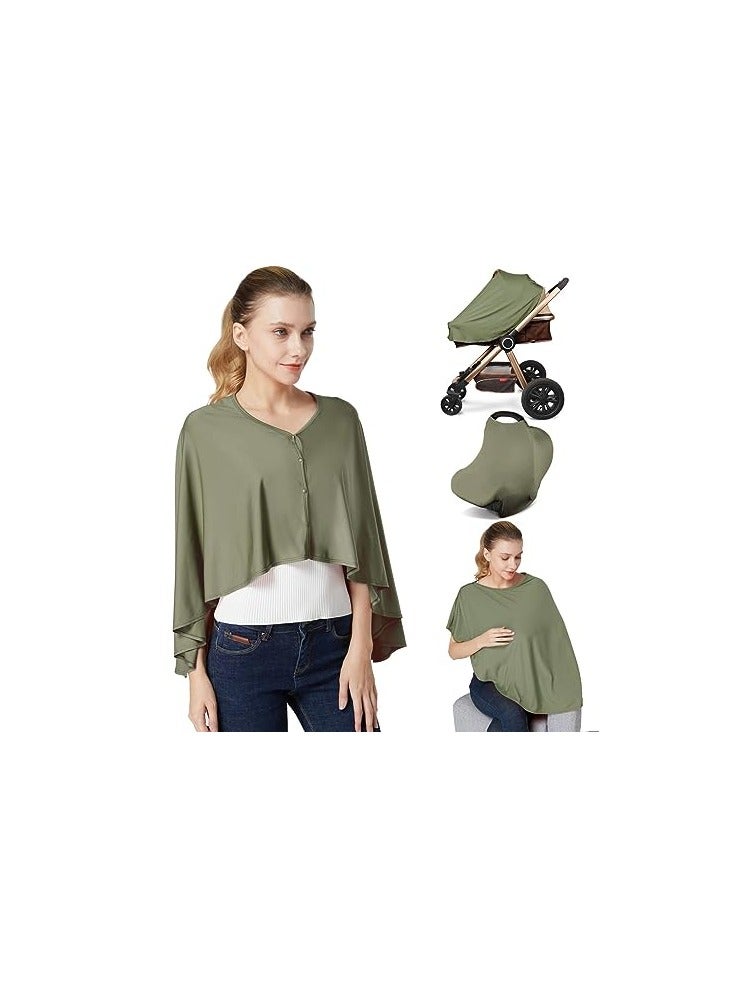 SOLARAE بونشو رضاعة الأطفال، غطاء رضاعة، غطاء متعدد الاستخدامات للرضاعة الطبيعية لمقعد السيارة، غطاء المقعد العالي، غطاء عربة الأطفال، غطاء عربة التسوق، خفيف الوزن وقابل للتنفس، وشاح رضاعة للأولاد والبنات - Image 1