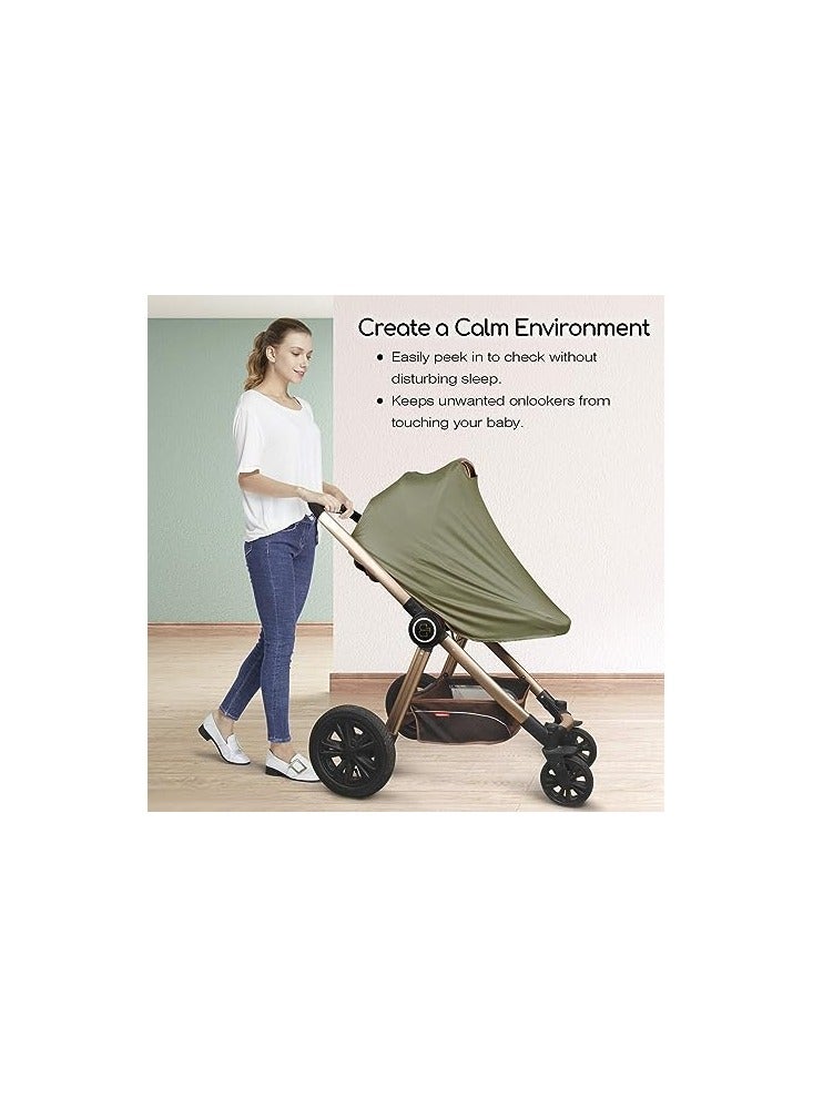 SOLARAE بونشو رضاعة الأطفال، غطاء رضاعة، غطاء متعدد الاستخدامات للرضاعة الطبيعية لمقعد السيارة، غطاء المقعد العالي، غطاء عربة الأطفال، غطاء عربة التسوق، خفيف الوزن وقابل للتنفس، وشاح رضاعة للأولاد والبنات - Image 5