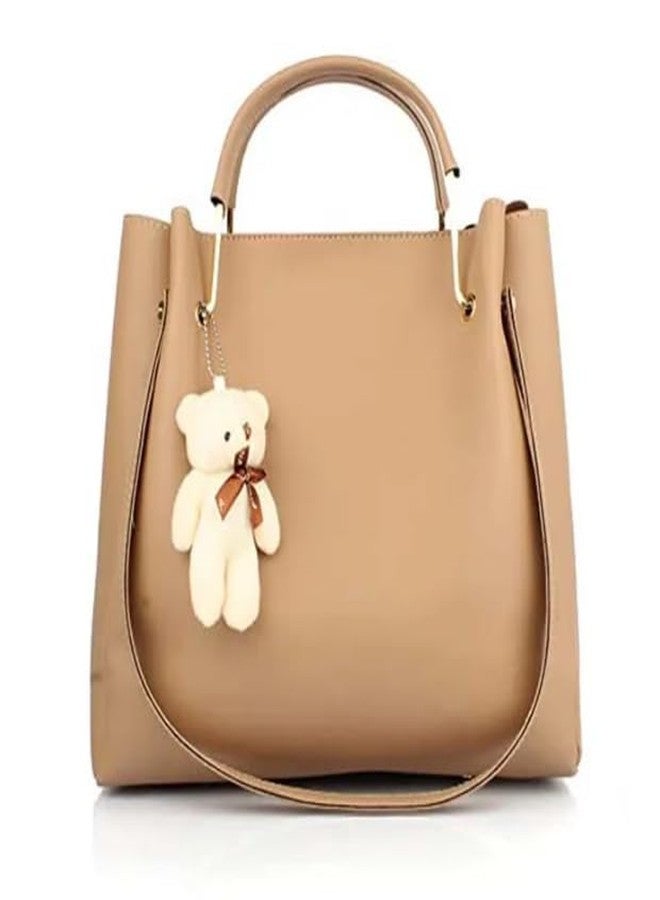 ARONPRO Women's Pu Handbag Stylish Shoulder Bag With Cute Teddy Tassel