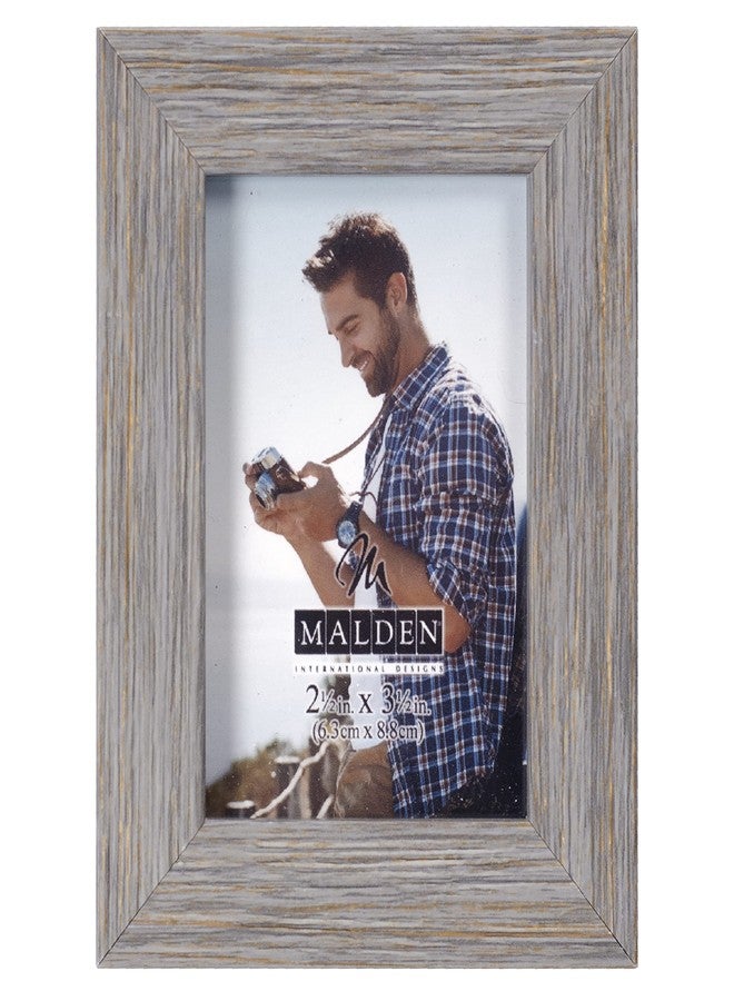 Malden International Designs 2.5x3.5 Dark Gray Driftwood Linear Picture Frame Matte Variegated Quality PS - Image 1