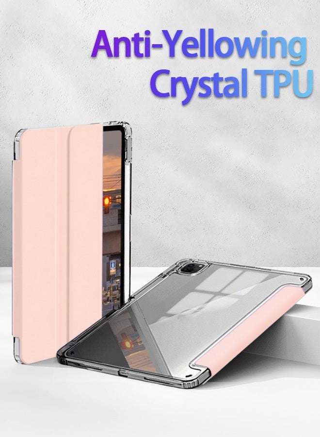 IPad 11th Generation Case (A16 2025) And 10th Gen 10.9 Inch Protective Case With Pen Slot, Ipad A16 Case Tri-Fold Tpu Transparent Case Tri-Fold Stand Smart Wake-Up/ Free Aed 23 Anti-Glare Protective Film- Pink - Image 5
