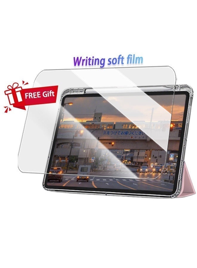iPad 11th Generation Case (A16 2025) And iPad 10th Generation 10.9 Inch Case, Slim Smart Cover With Pen Slot, iPad A16 Case Tpu Transparent Tri-Fold Stand Smart Wake-Up/ AED 23 Gift Set Anti-Glare Protective Film- Pink - Image 3