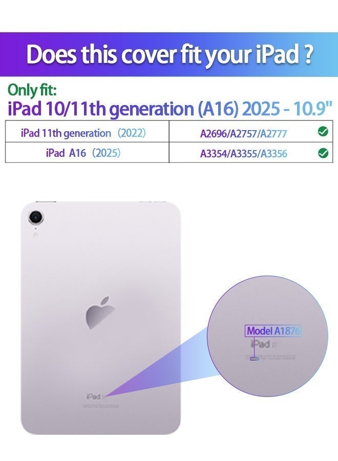 iPad 11th Generation Case (A16 2025) And iPad 10th Generation 10.9 Inch Case, Slim Smart Cover With Pen Slot, iPad A16 Case Tpu Transparent Tri-Fold Stand Smart Wake-Up/ AED 23 Gift Set Anti-Glare Protective Film- Pink - Image 2